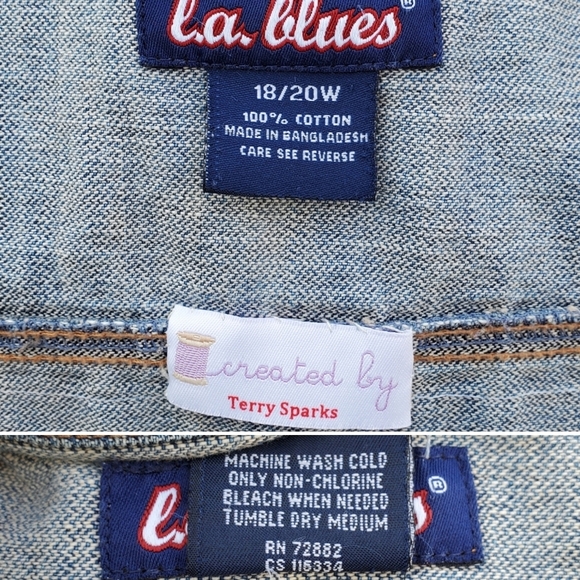 Vintage 90s Y2k L.A. Blues Hand Created Horse Embroidered Back Panel Jean Jacket - Picture 5 of 7